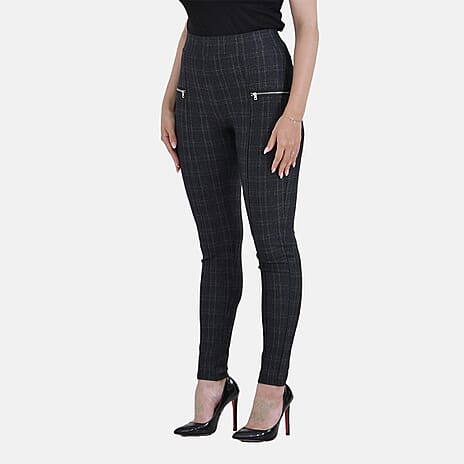 La Marey Pantone Trousers with Zipper (Size S) - Black Plaid