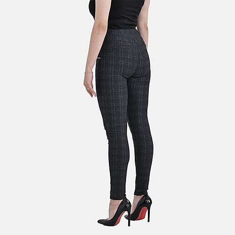La Marey Pantone Trousers with Zipper (Size S) - Black Plaid