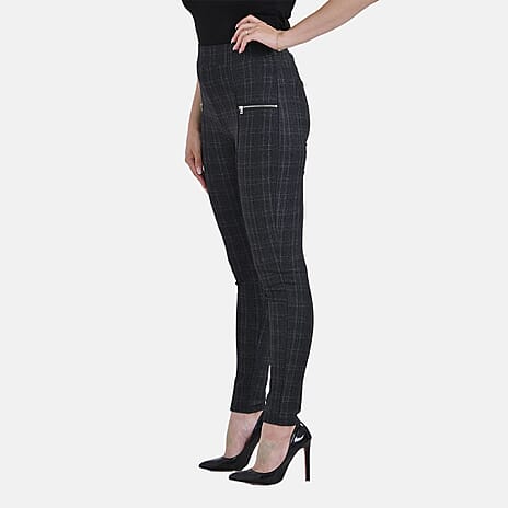 La Marey Pantone Trousers with Zipper (Size S) - Black Plaid