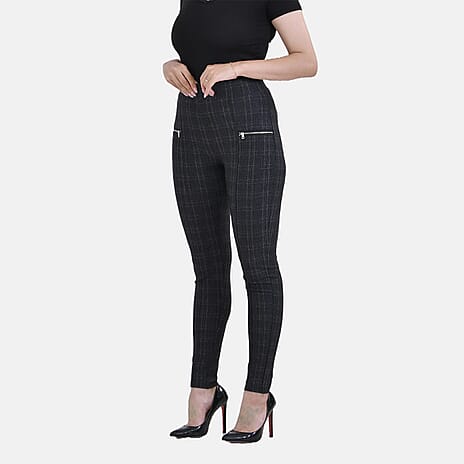 La Marey Pantone Trousers with Zipper (Size S) - Black Plaid