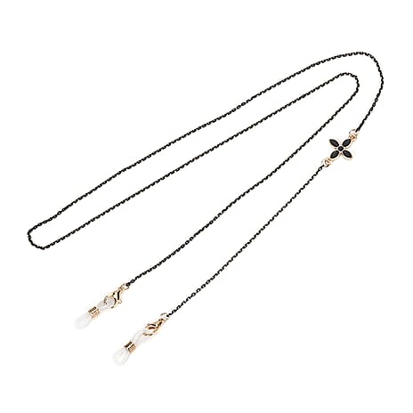 Set of 3 Shiny Crystal Beaded Eyeglass Chains with 20pcs Rubber Rings (Size 70x1x1 cm) - Gold & Silver