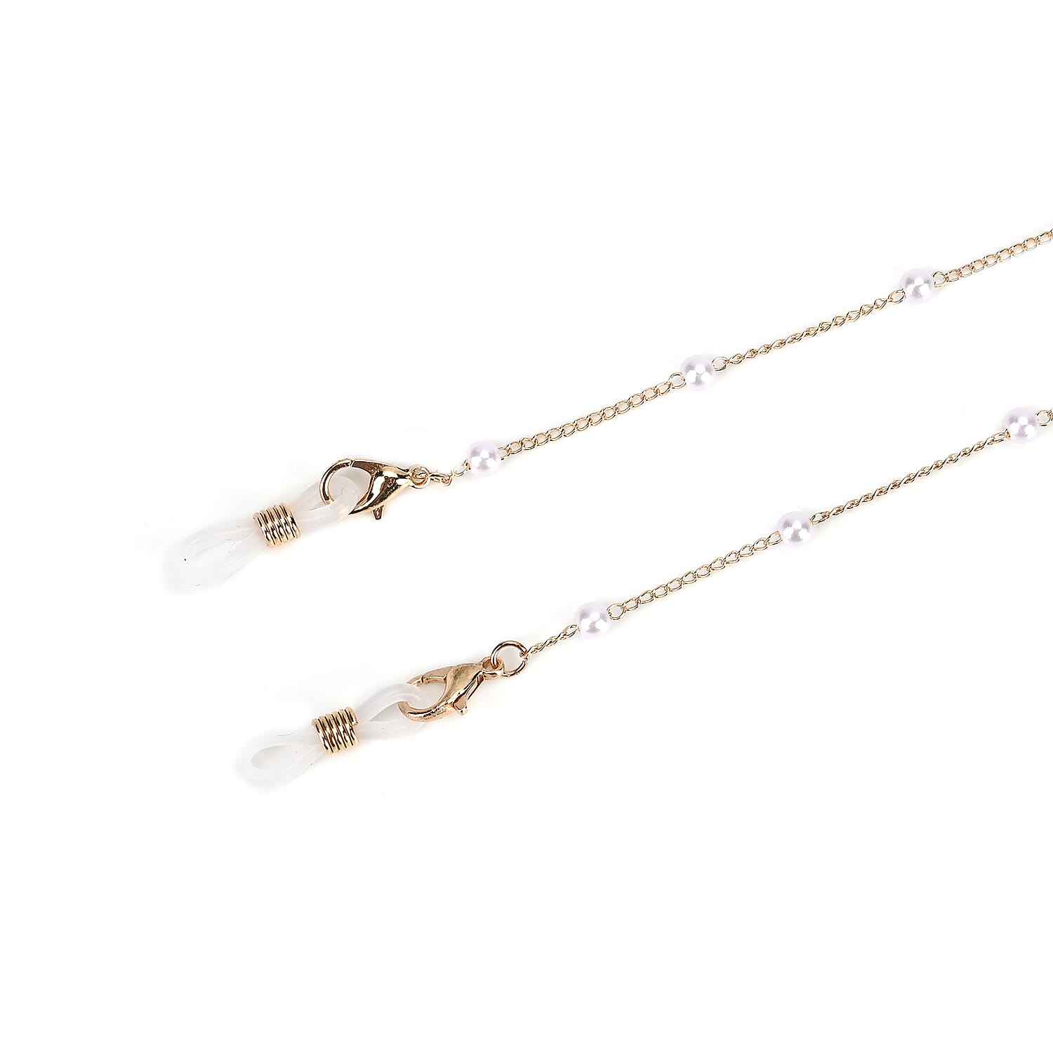 Set of 3 Shiny Crystal Beaded Eyeglass Chains with 20pcs Rubber Rings (Size 70x1x1 cm) - Gold & Silver Set of 3 Shiny Crystal Beaded Eyeglass Chains with 20pcs Rubber Rings (Size 70x1x1 cm) - Gold & Silver
