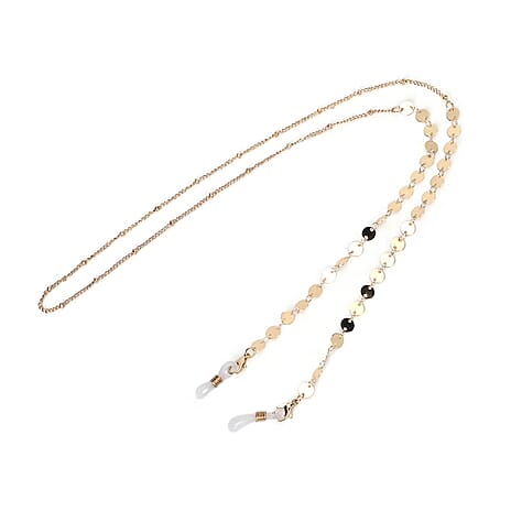 Set of 3 shiny Crystal Beaded Eyeglass Chains with 20pcs Rubber Rings - Brown & Silver