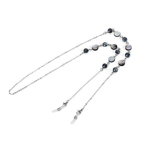 Set of 3 Shiny Crystal Beaded Eyeglass Chains with 20pcs Rubber Rings - Green & Silver