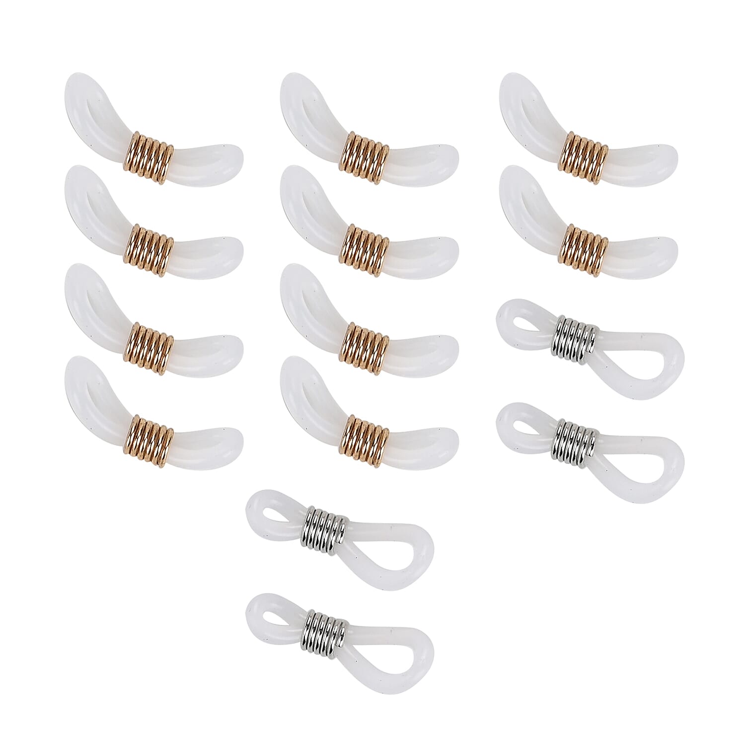 Set of 3 Shiny Crystal Beaded Eyeglass Chains with 20pcs Rubber Rings - Green & Silver