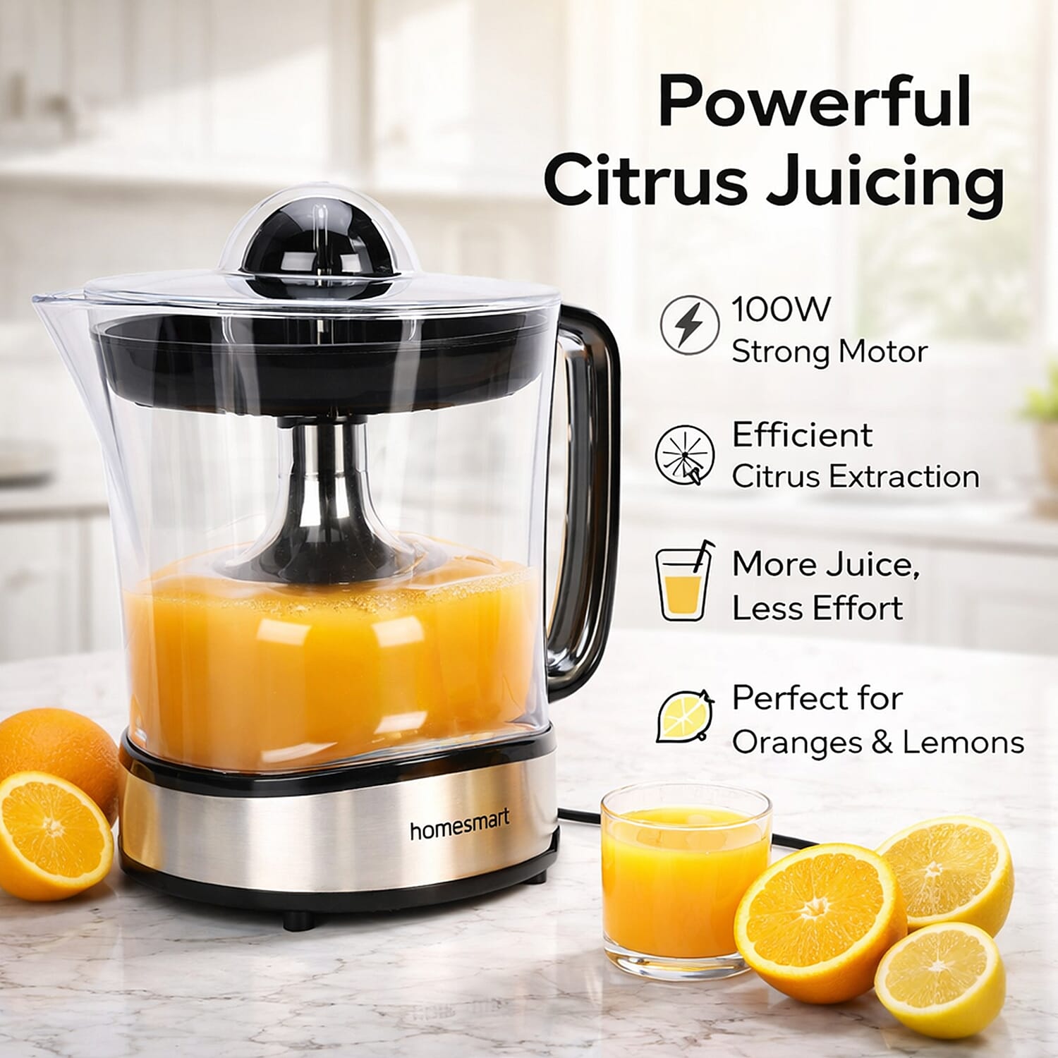 Homesmart Electric Citrus Juicer (Power 100W) - Steel