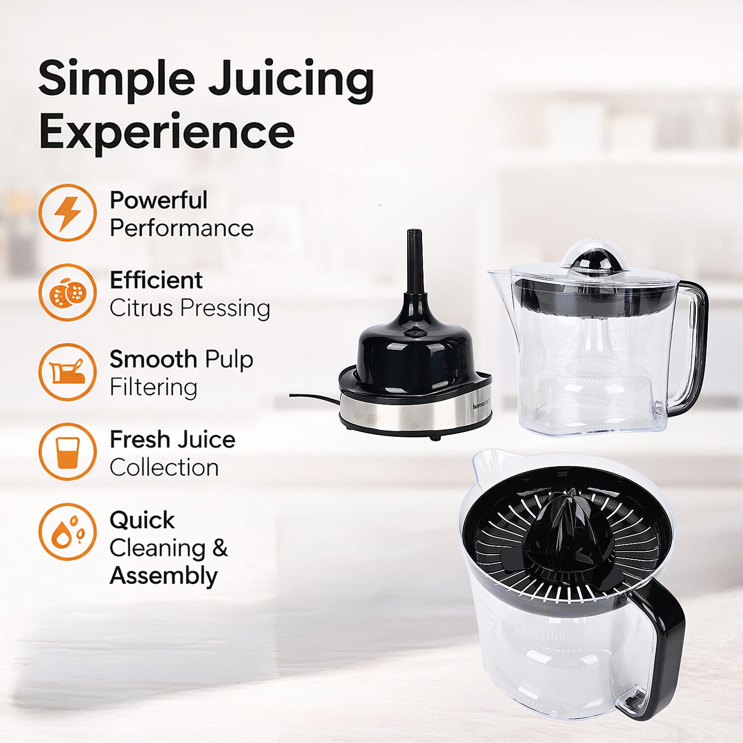Homesmart Electric Citrus Juicer (Power 100W) - Steel