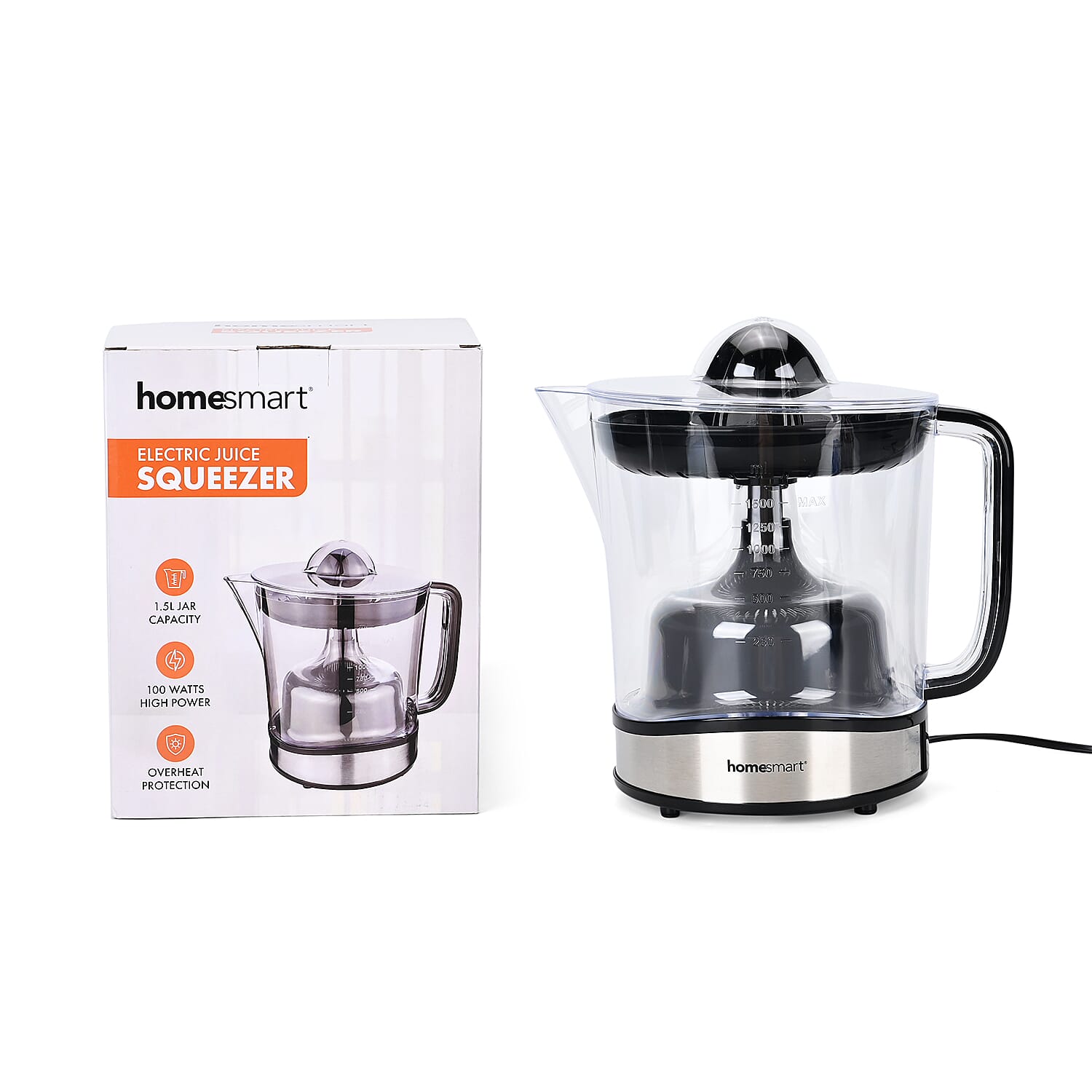 Homesmart Electric Juicer - 2 Squeezers, Pulp Filter, Large Jug, Anti Slip Feet Homesmart Electric Juicer - 2 Squeezers, Pulp Filter, Large Jug, Anti Slip Feet