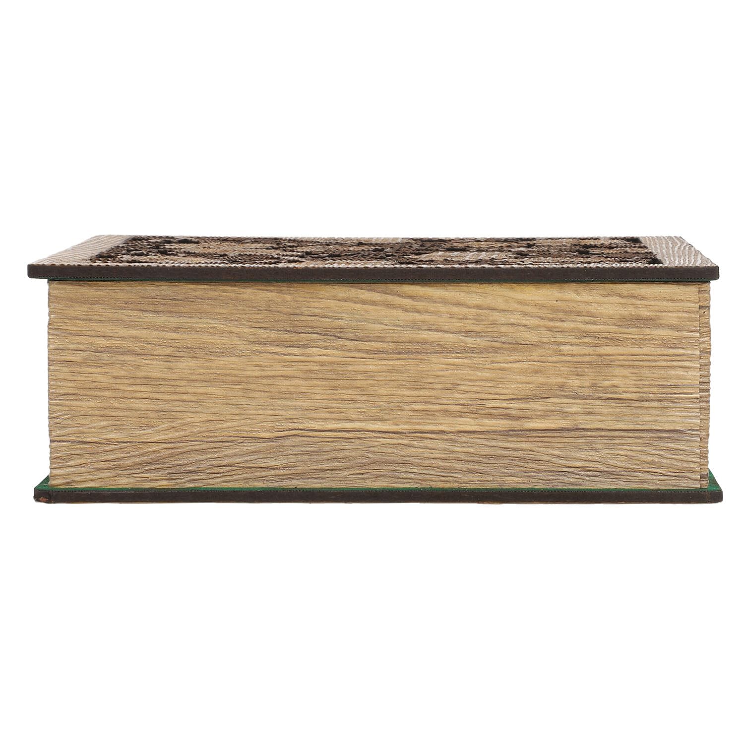 MDF Square Shape Floral Jewellery Box (Size 16x16x5 Cm) - Green