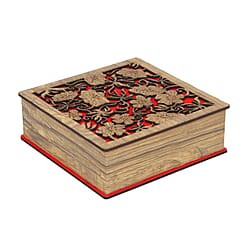 MDF Square Shape Floral Jewellery Box - Green