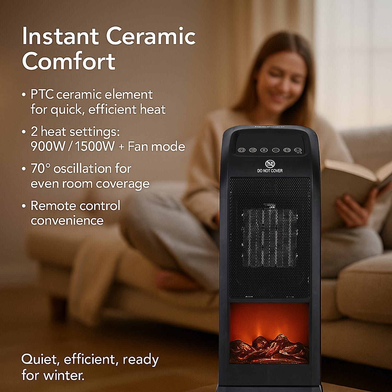 Ceramic Heater with Remote Control (Power 1800W) - Black