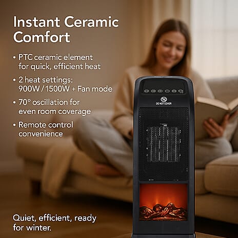 Ceramic Heater with Remote Control (Power 1800W) - Black
