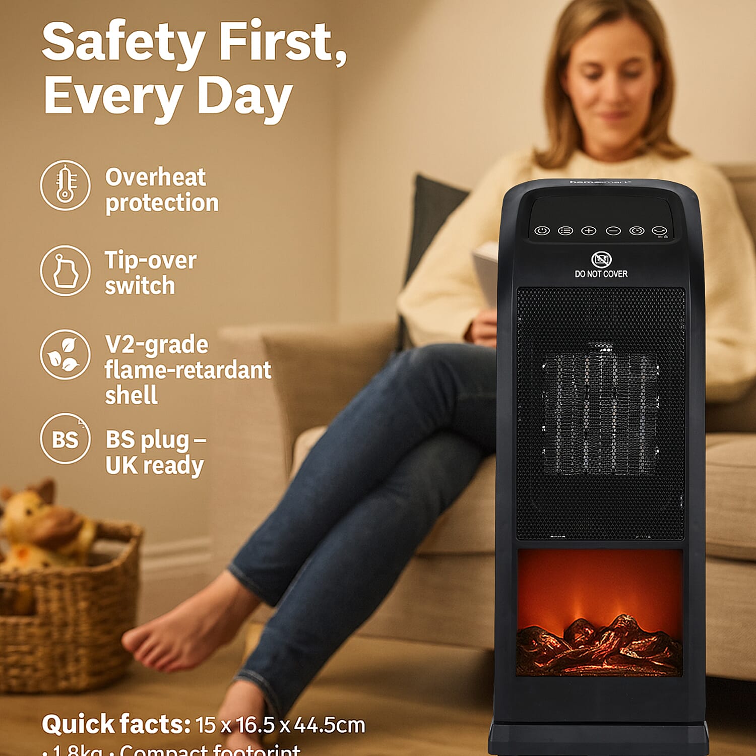 Ceramic Heater with Remote Control (Power 1800W) - Black