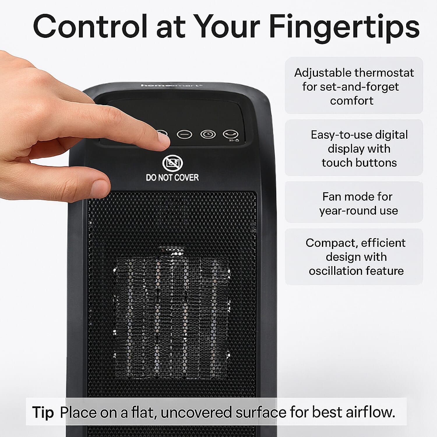 Ceramic Heater with Remote Control (Power 1800W) - Black