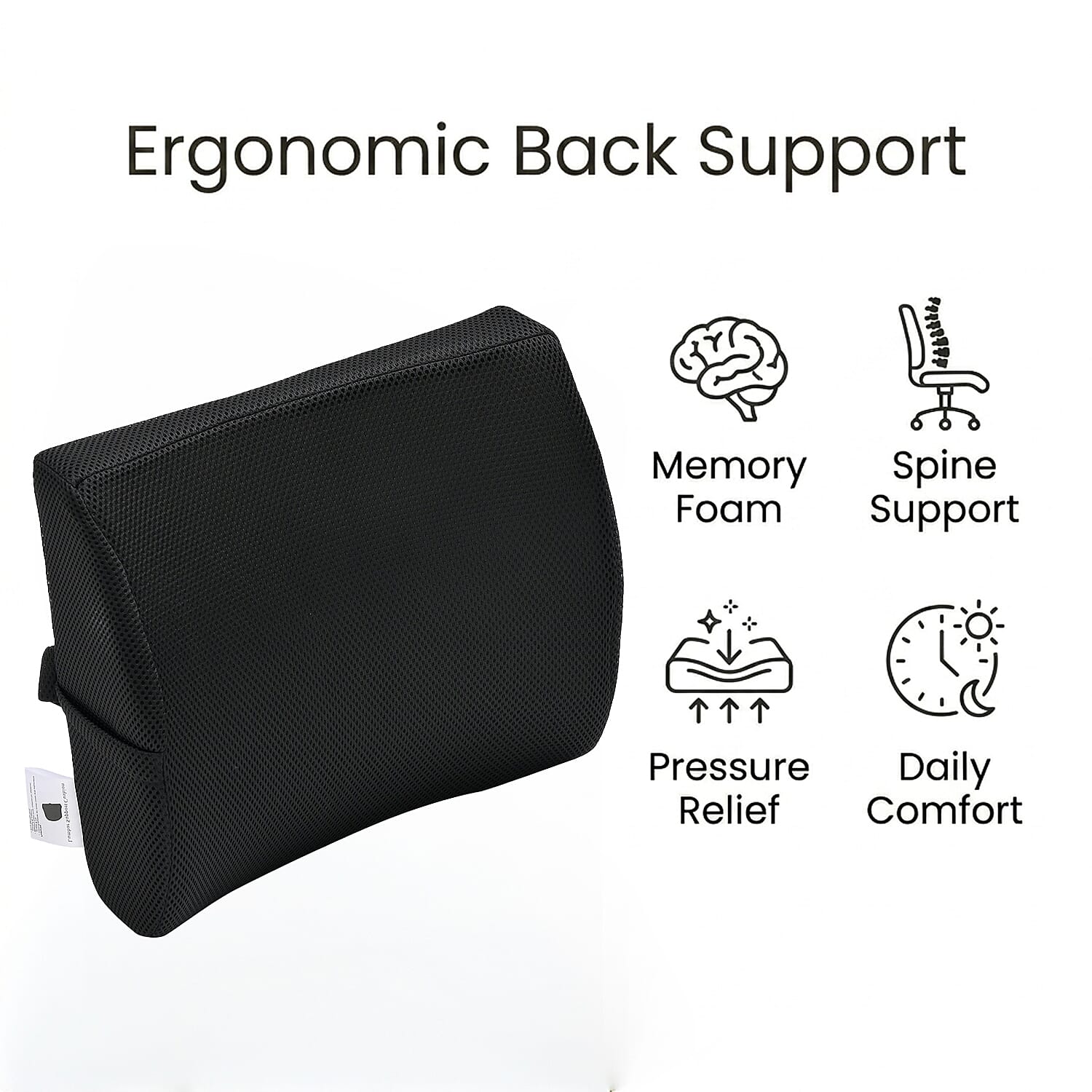 Lumbar Support Cushion For Chair - Ergonomic design seat cushion with High-density Memory Foam (Size 34x32x12cm)