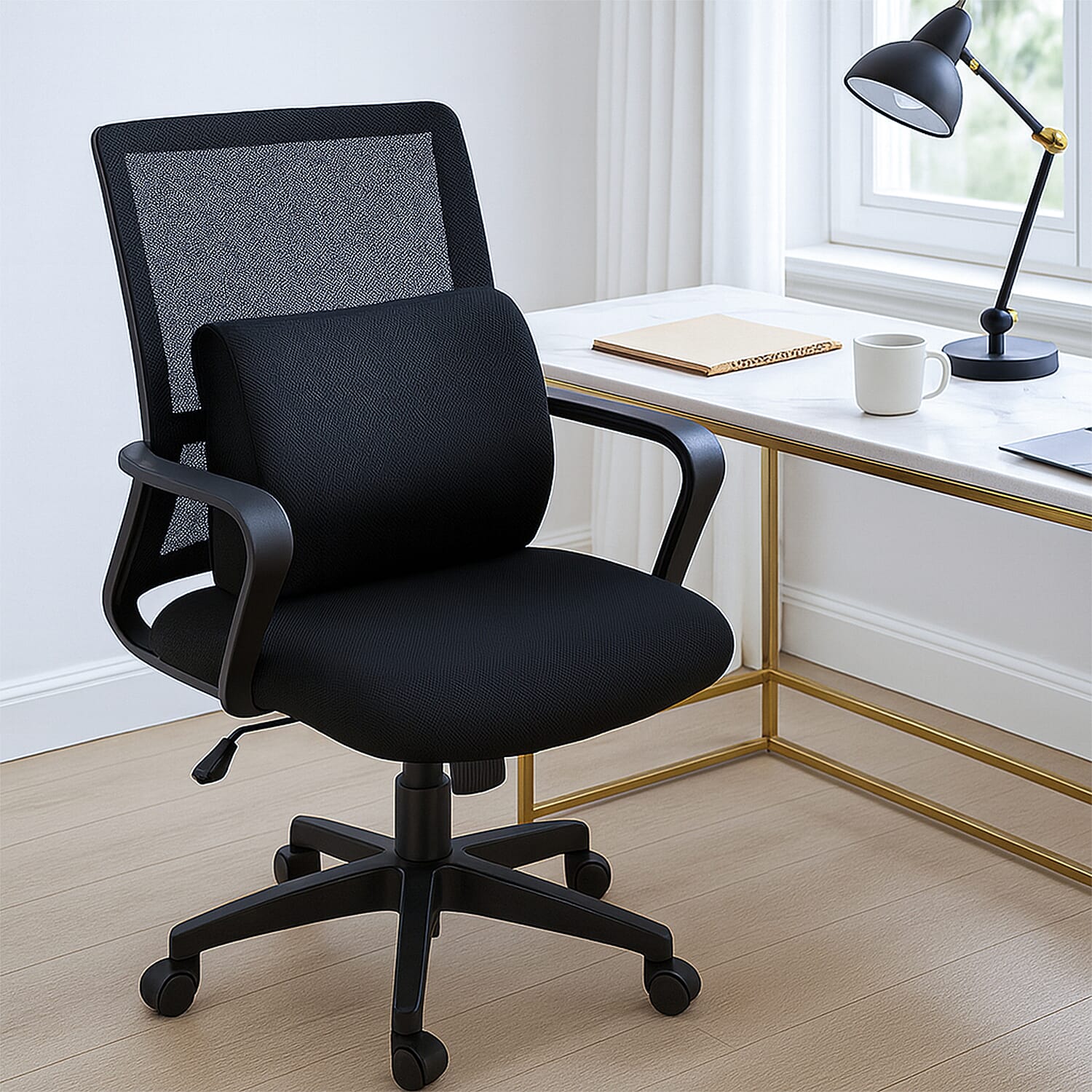 Lumbar Support Cushion For Chair - Ergonomic design seat cushion with High-density Memory Foam (Size 34x32x12cm)