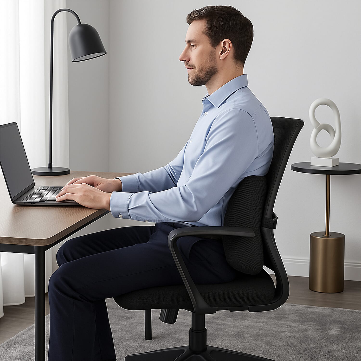 Lumbar Support Cushion For Chair - Ergonomic design seat cushion with High-density Memory Foam (Size 34x32x12cm)