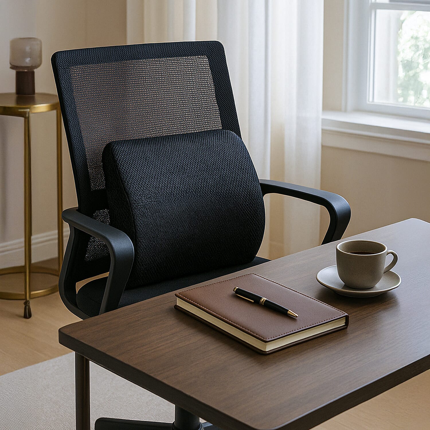 Lumbar Support Cushion For Chair - Ergonomic design seat cushion with High-density Memory Foam (Size 34x32x12cm)