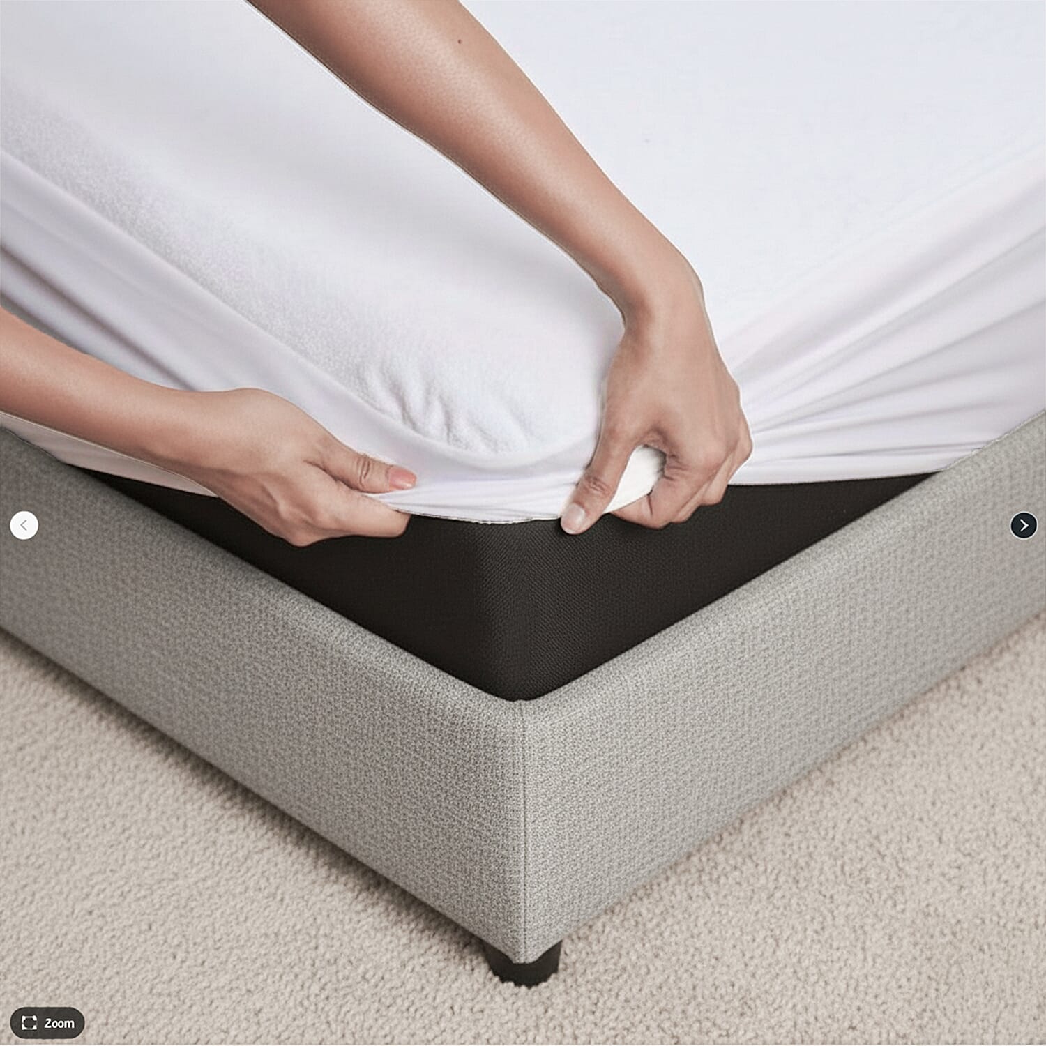 Cotton Patterned Mattress Protector  (Size 190x90 cm) - White & White