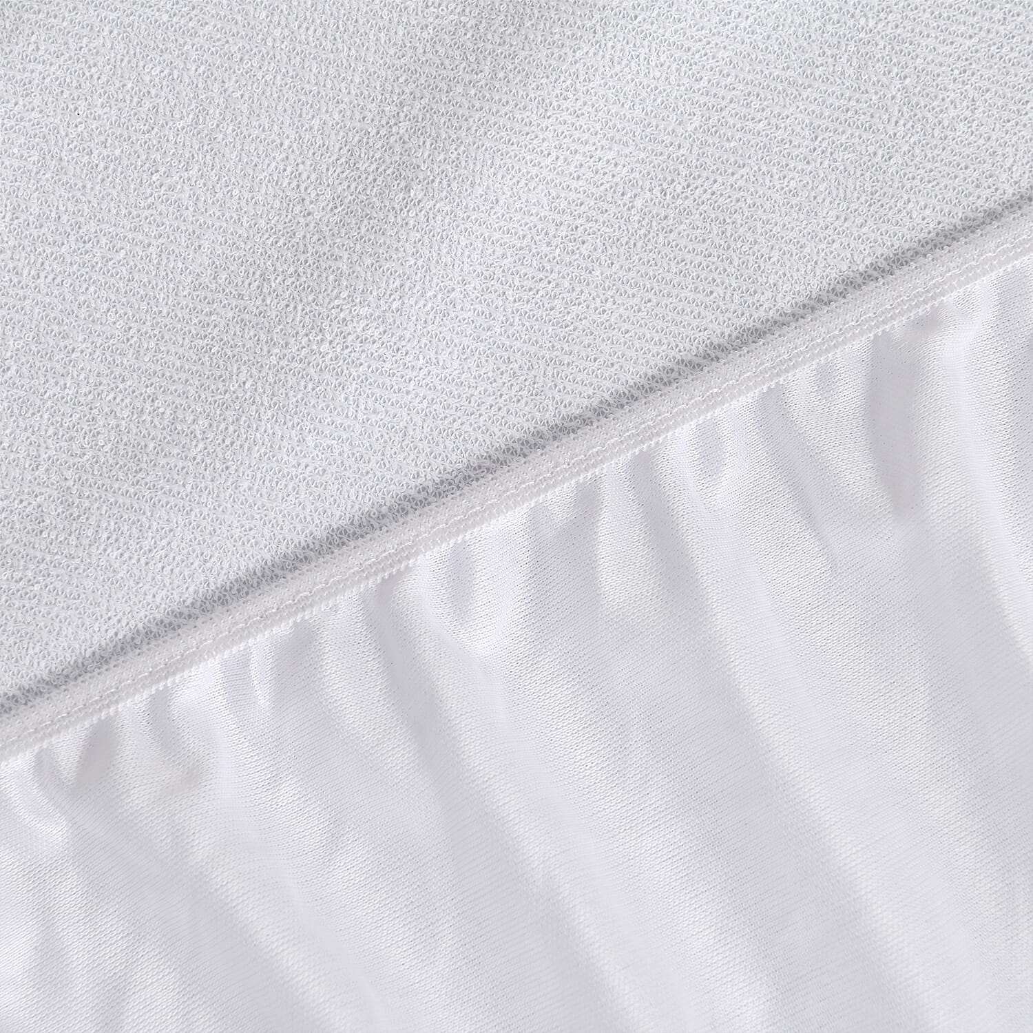 Cotton Patterned Mattress Protector  (Size 190x90 cm) - White & White