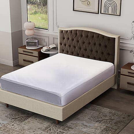 Cotton Terry Waterproof Mattress Protector; Prolongs mattress life by protecting it from accidental spills, bodily fluids, perspiration, or anything wet - Double