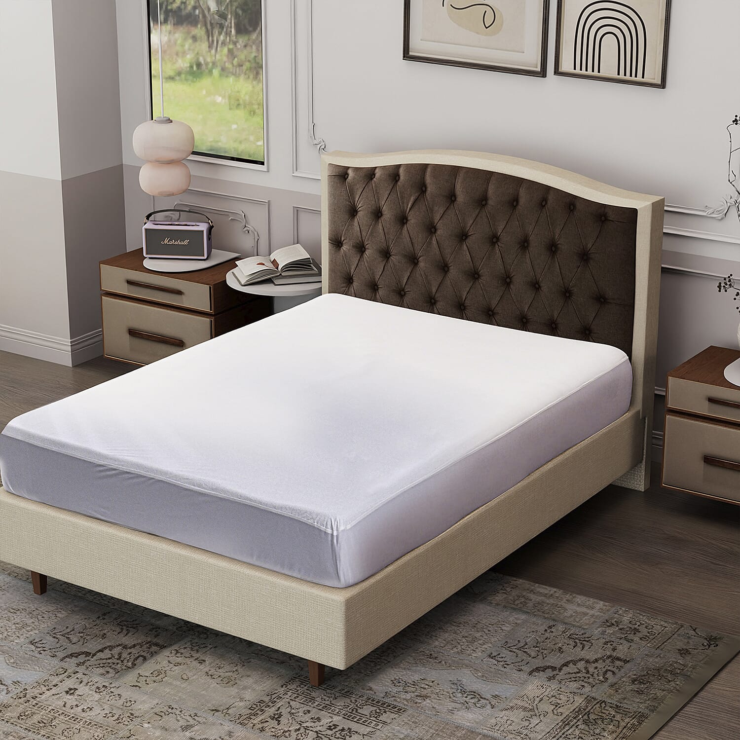 Cotton Terry Waterproof Mattress Protector; Prolongs mattress life by protecting it from accidental spills, bodily fluids, perspiration, or anything wet - Double