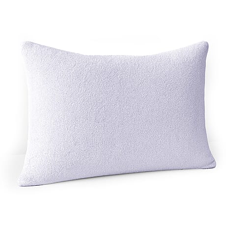 Cotton Terry Waterproof Patterned Pillow Case  - White