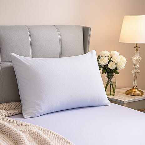 Cotton Terry Waterproof Patterned Pillow Case  - White