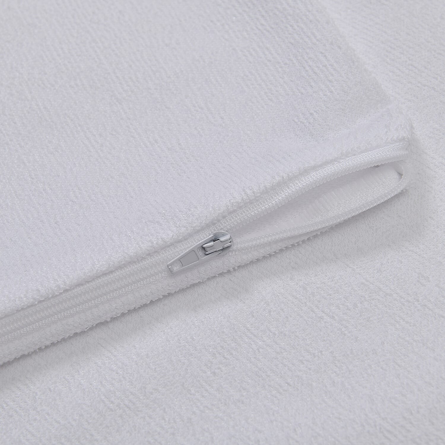 Cotton Terry Waterproof Patterned Pillow Case - White Cotton Terry Waterproof Patterned Pillow Case - White