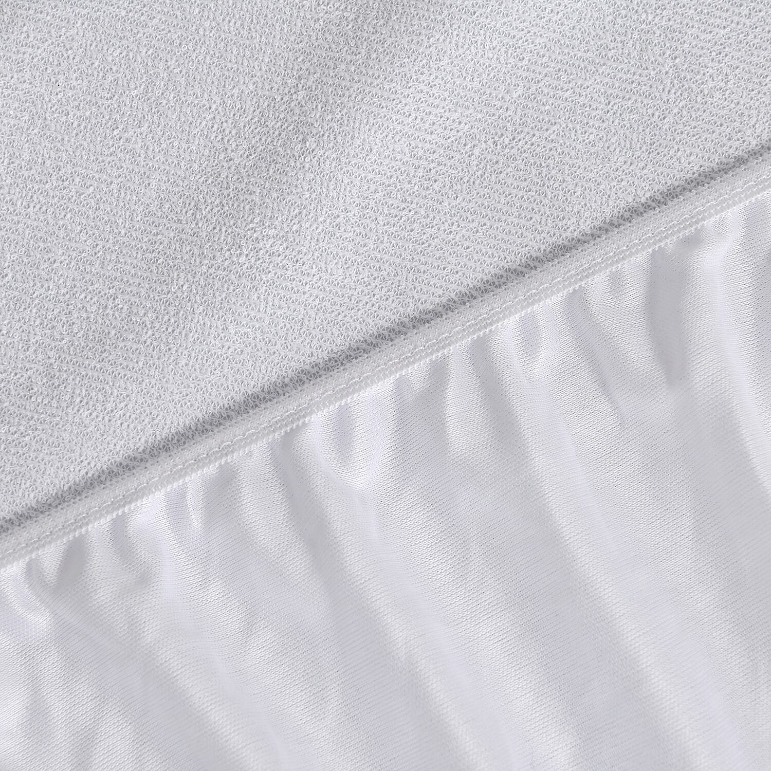 Cotton Terry Waterproof Patterned Pillow Case  - White