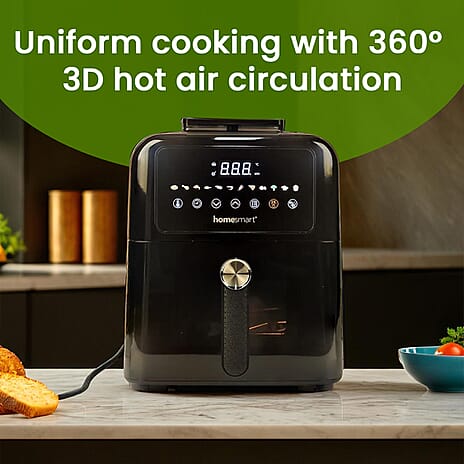 Homesmart Digital Air Fryer with Window - Crisp, Roast, Bake, Toast - with Less Oil 60-200c 6L  (Appox. 25cm x 30cm - 10in x 12in)