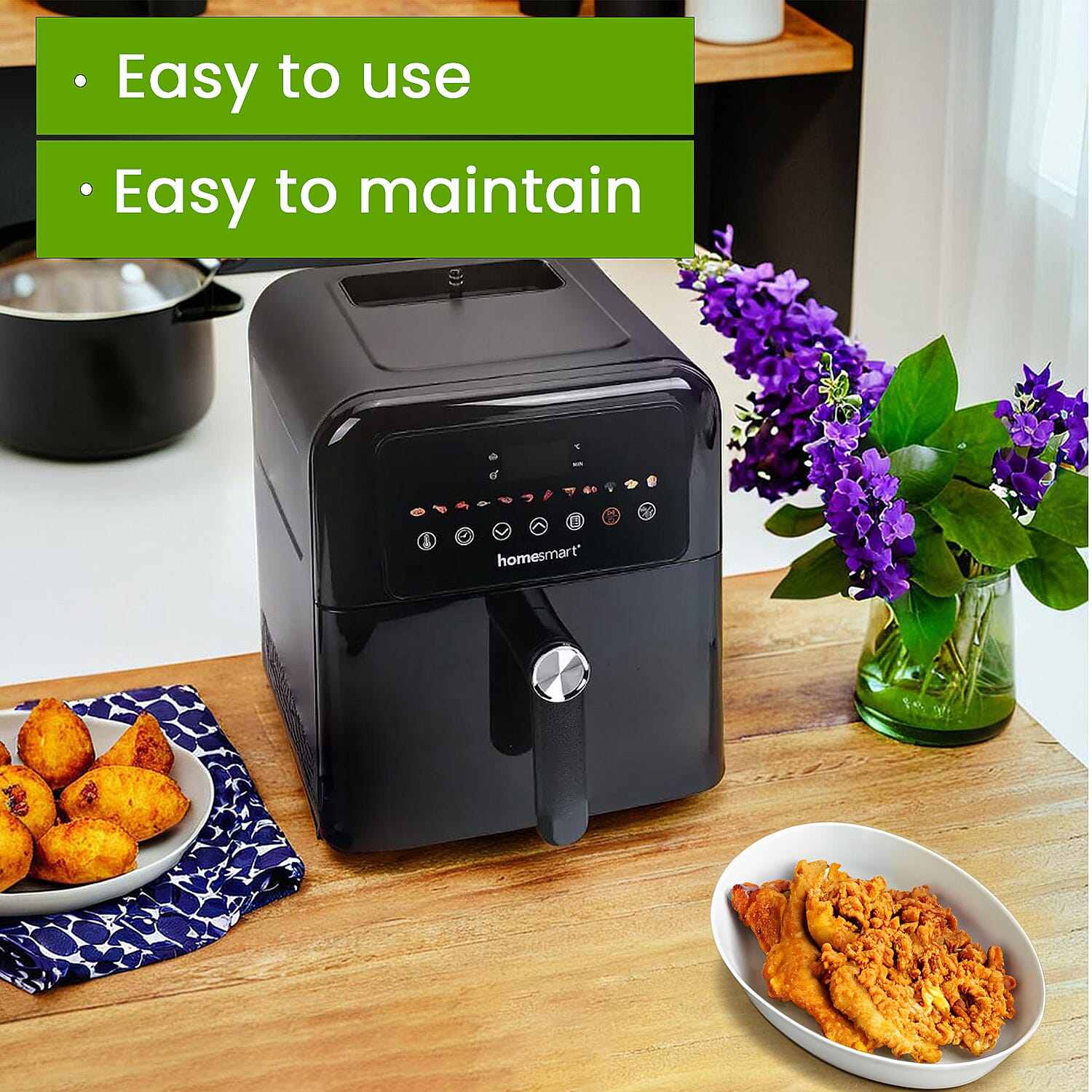 Homesmart Digital Air Fryer with Window - Crisp, Roast, Bake, Toast - with Less Oil 60-200c 6L  (Appox. 25cm x 30cm - 10in x 12in)