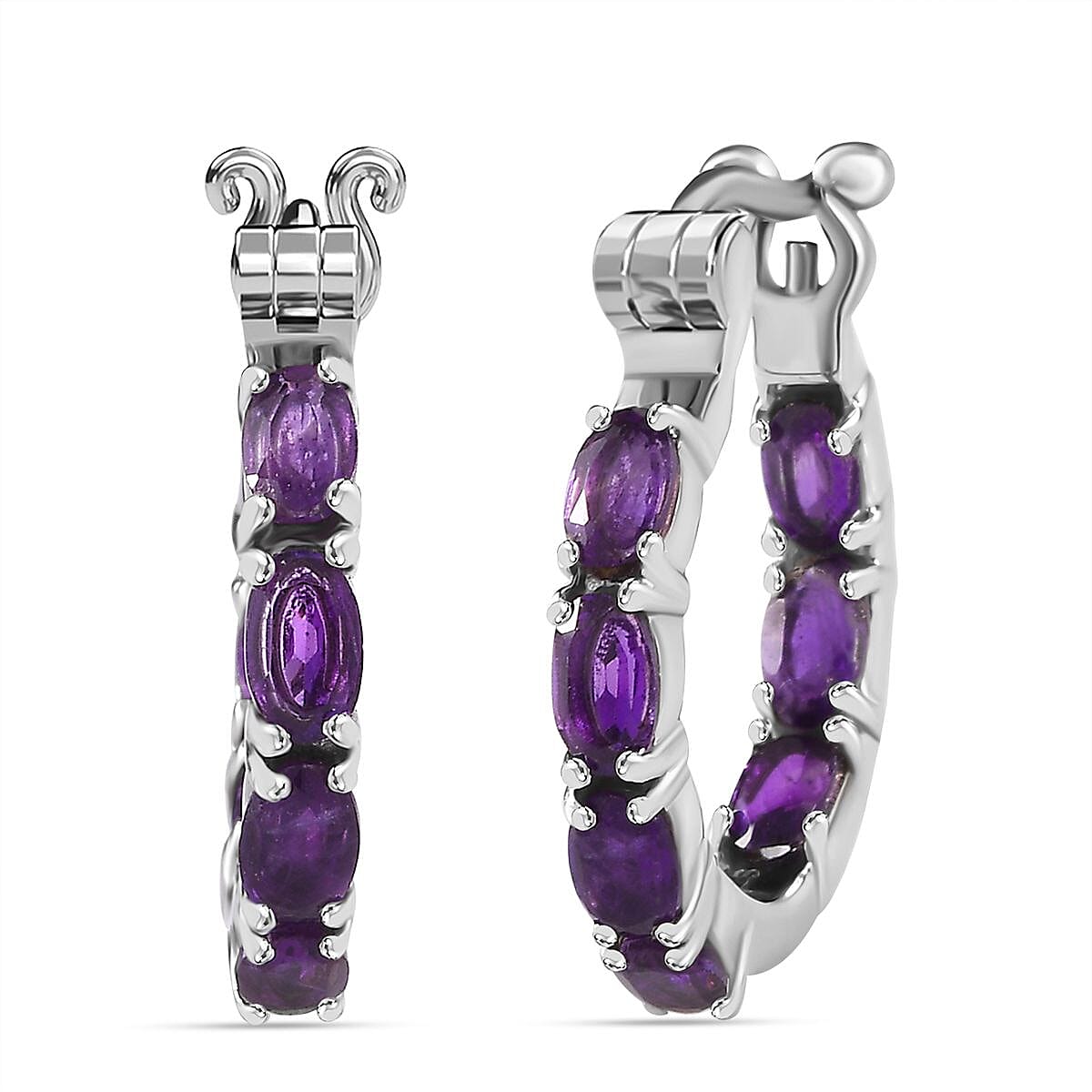Zambian Amethyst Inside Out Hoop Half Hoop Earring  3.32 ct