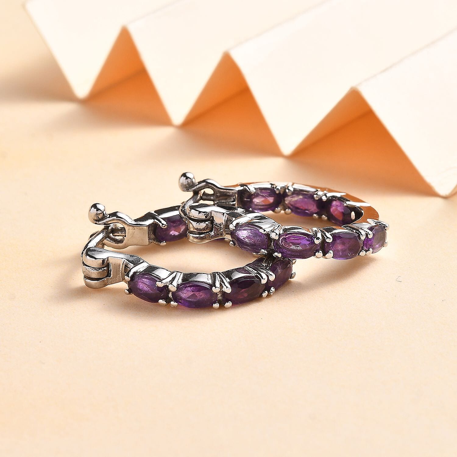 Zambian Amethyst Inside Out Hoop Half Hoop Earring  3.32 ct