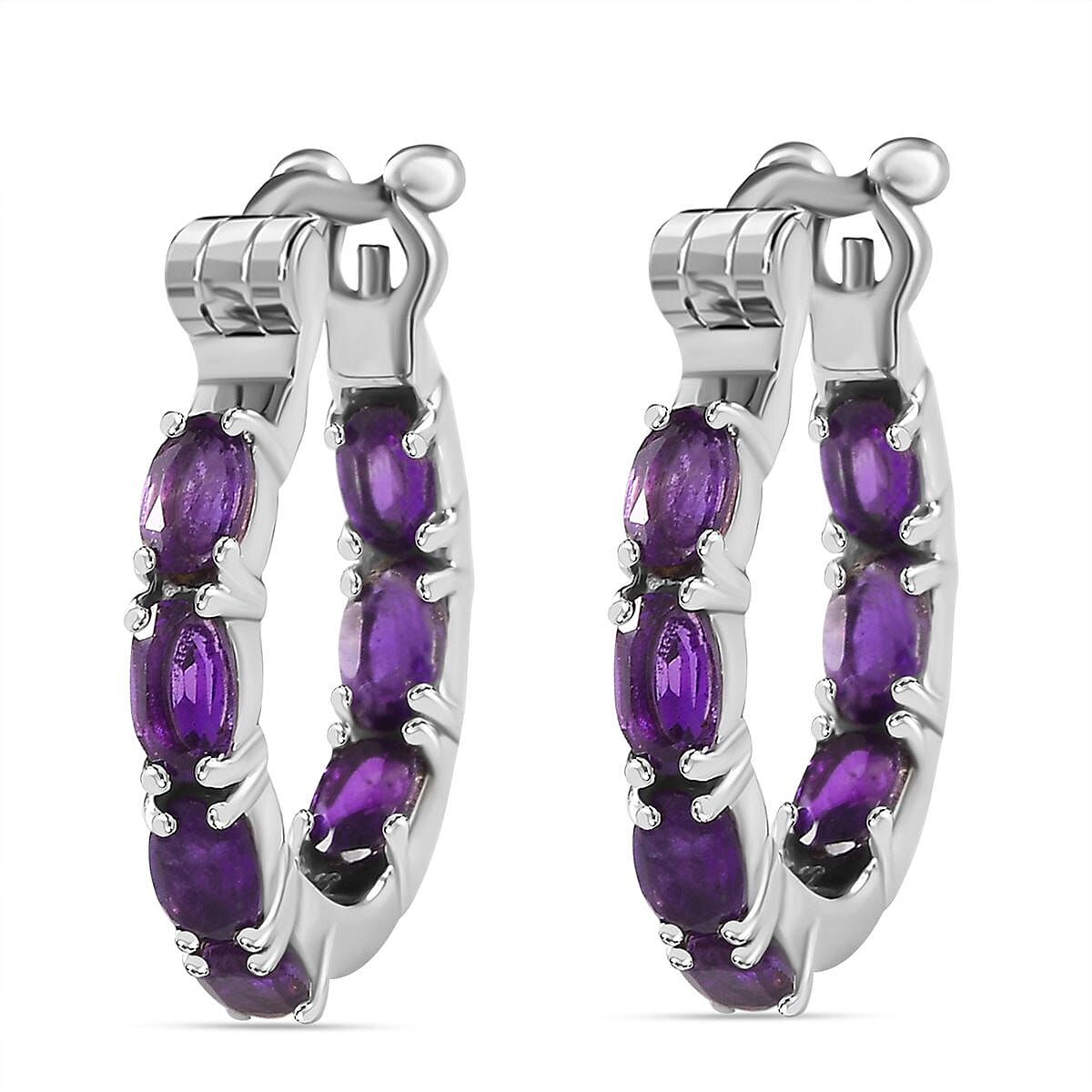 Zambian Amethyst Inside Out Hoop Half Hoop Earring  3.32 ct