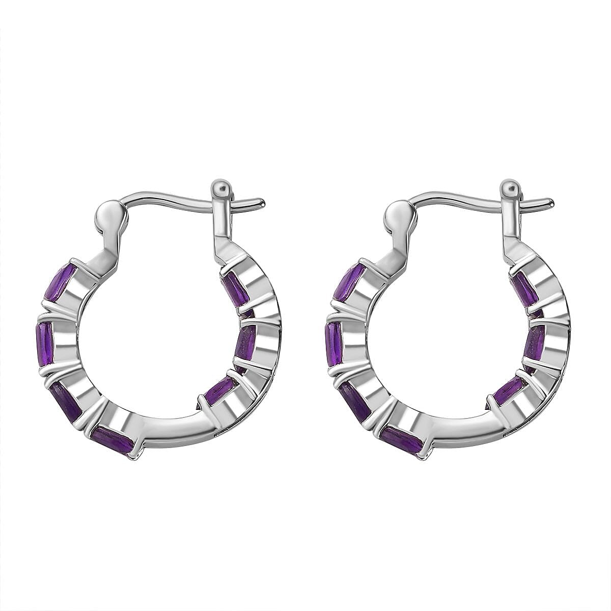 Zambian Amethyst Inside Out Hoop Half Hoop Earring  3.32 ct