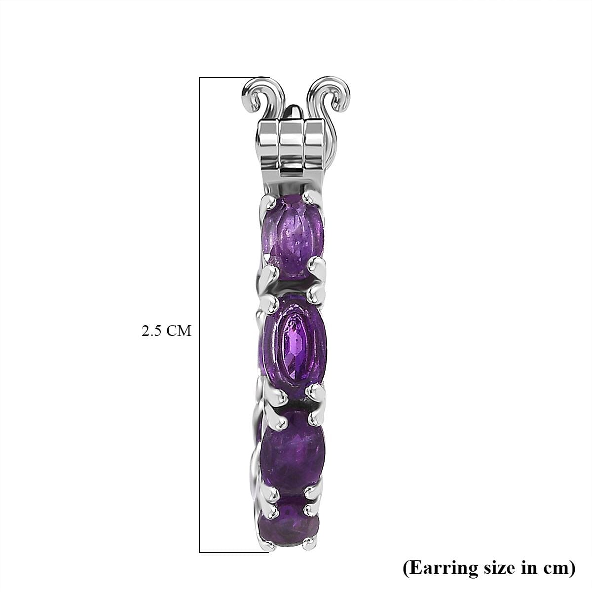 Zambian Amethyst Inside Out Hoop Half Hoop Earring  3.32 ct