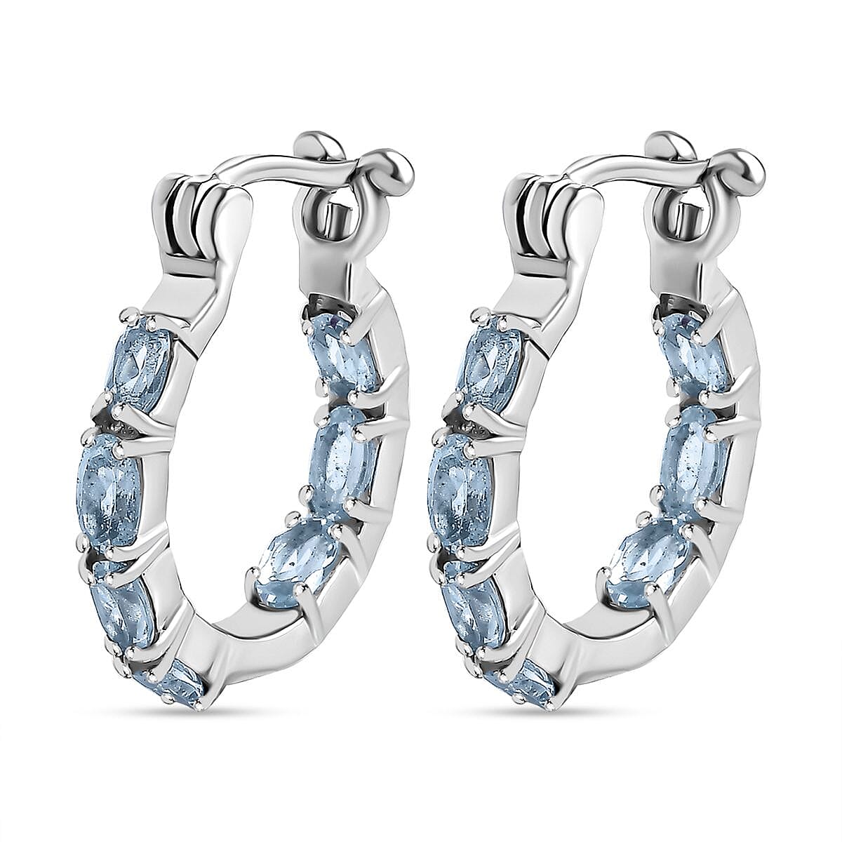 MEGA OFFER - Sky Blue Topaz Inside Out Hoop Earrings 3.32 ct