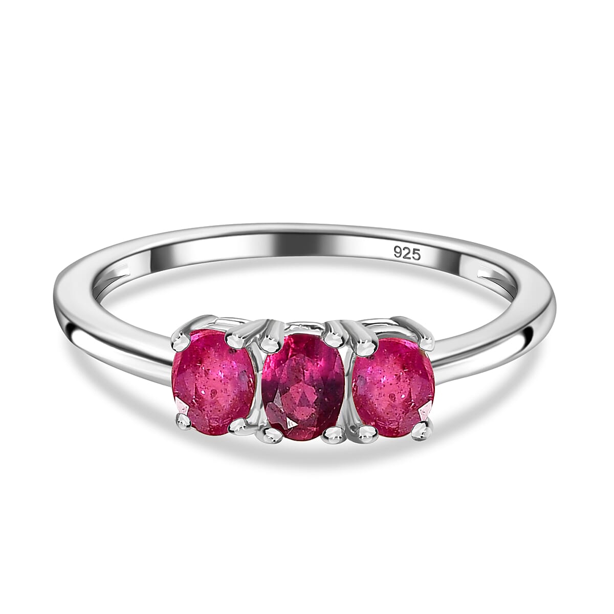 Ruby 3 Stone Ring in Sterling Silver