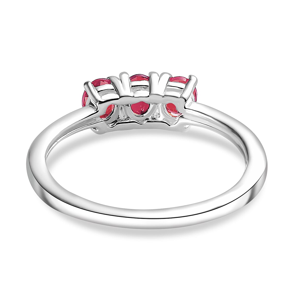 Ruby 3 Stone Ring in Sterling Silver