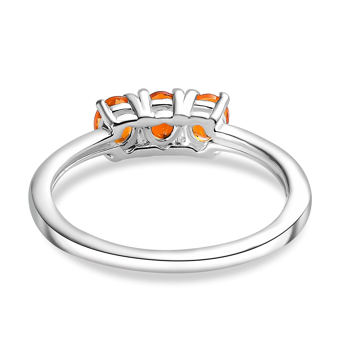 Fire Opal 3 Stone Ring Sterling Silver