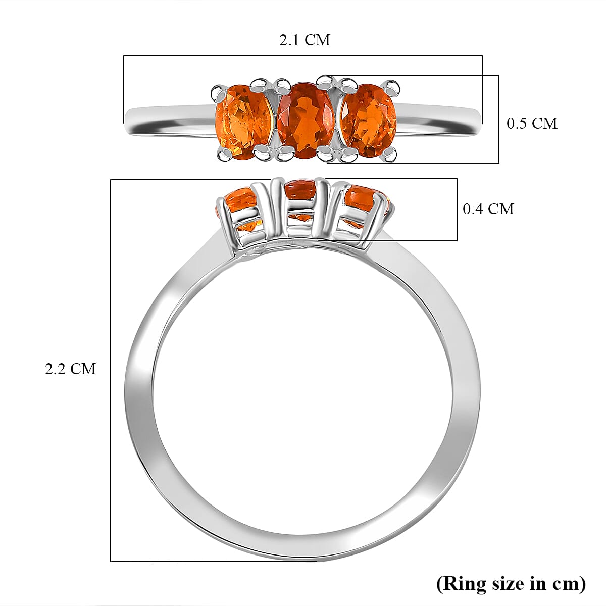 Fire Opal 3 Stone Ring Sterling Silver