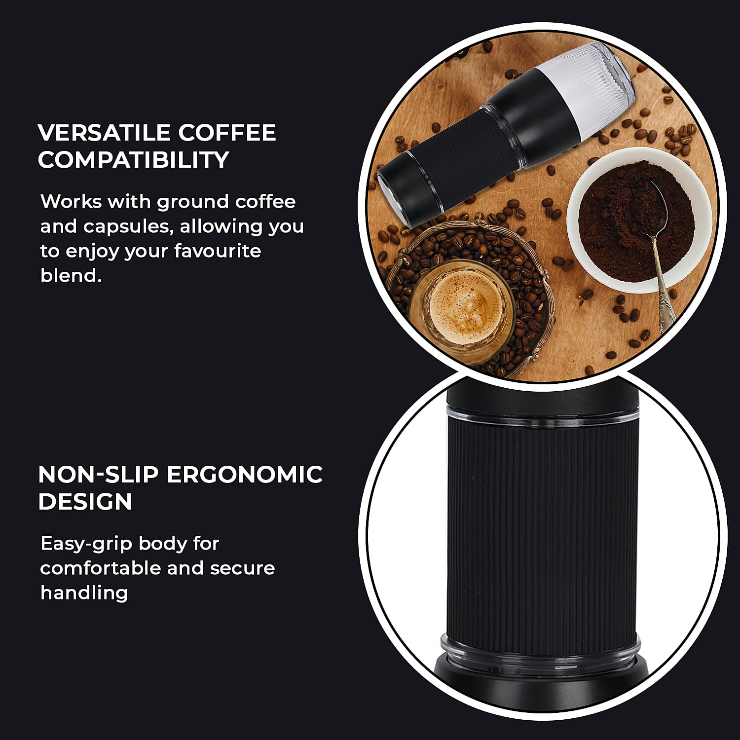 Homesmart Manual Portable Espresso Coffee Maker (Cap. 120ml) - Black