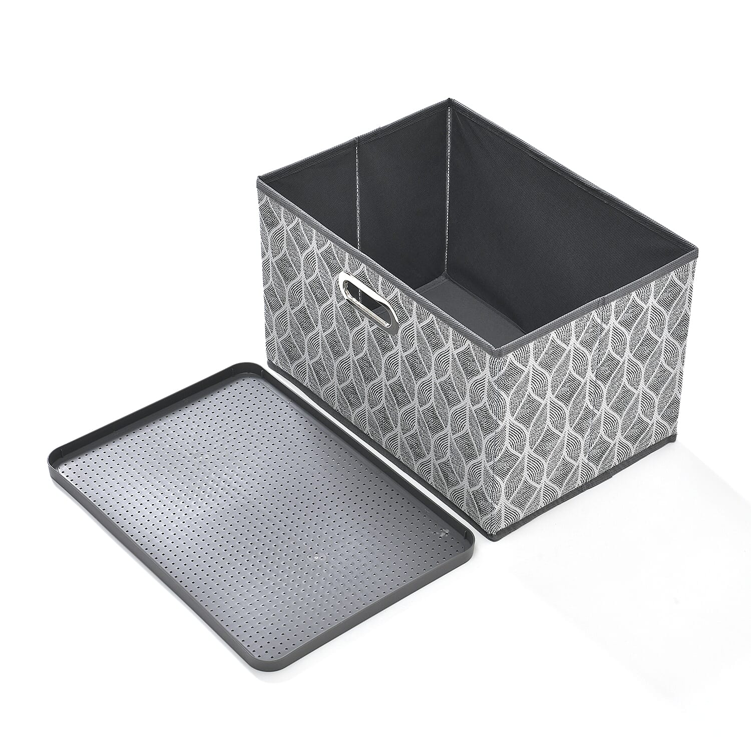 Set of 3 Foldable Storage Boxes (Size 26x17x17 cm) - Grey