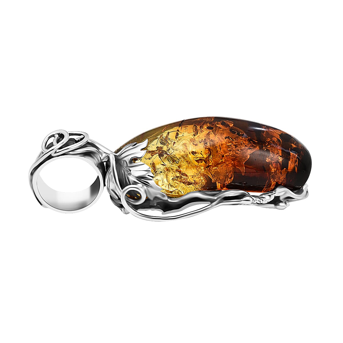 Amber Pendant in Sterling Silver 37.90 Ct