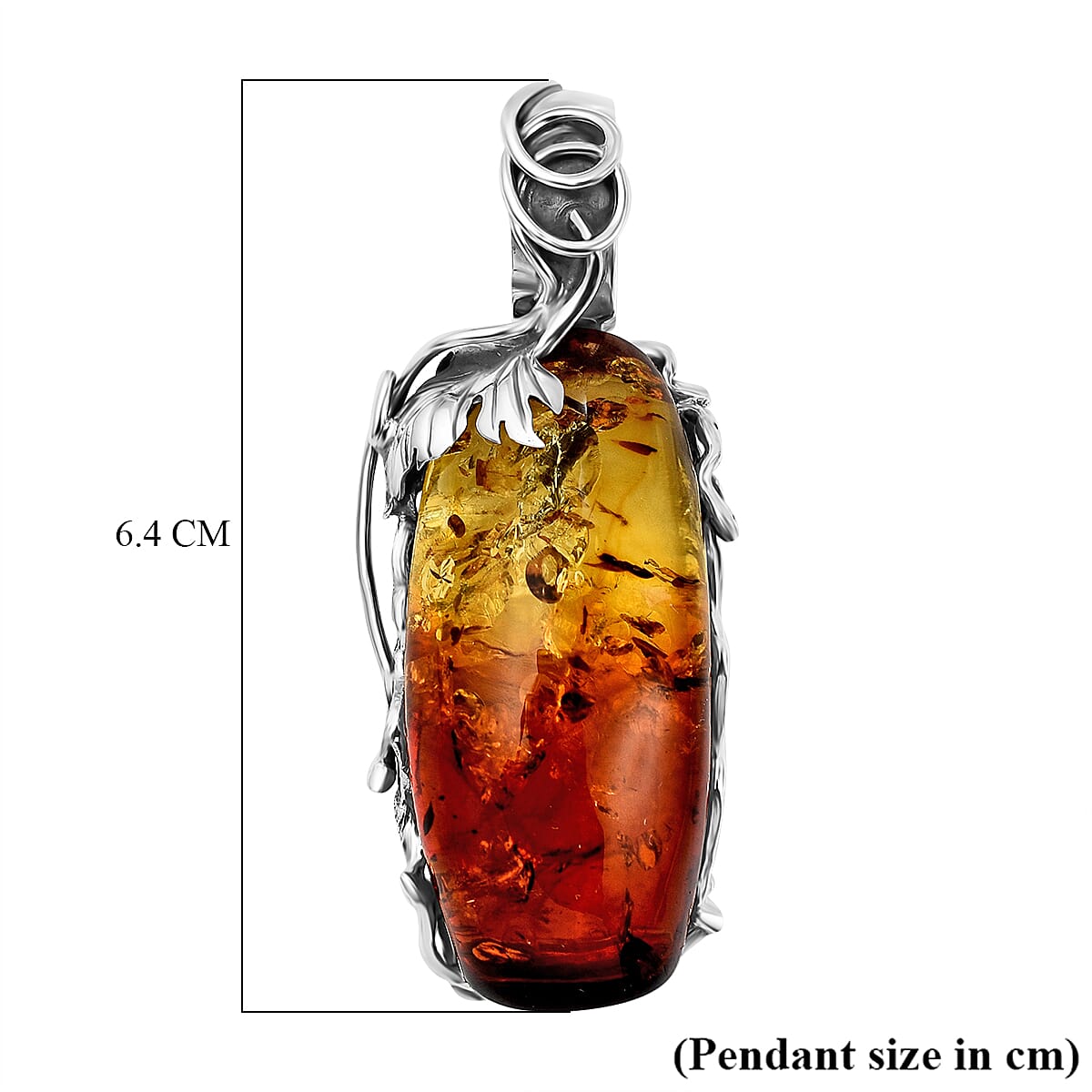Amber Pendant in Sterling Silver 37.90 Ct