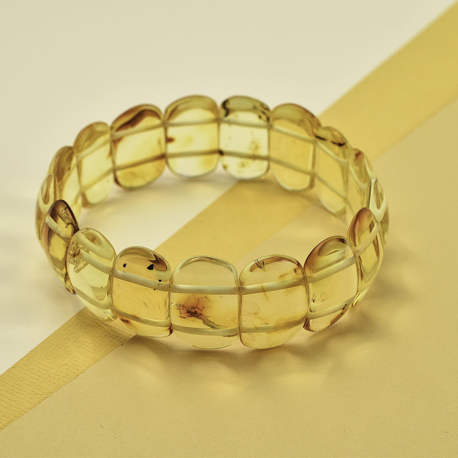 Tucson Find - Natural Yellow Baltic Amber Stretchable Bracelet (Size 7.5)