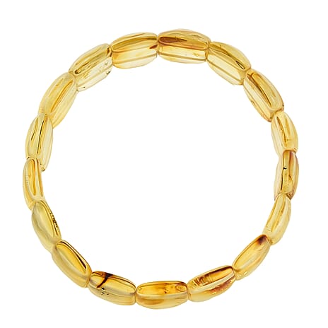 Natural Yellow Baltic Amber Stretchable Bracelet (Size 7.5)