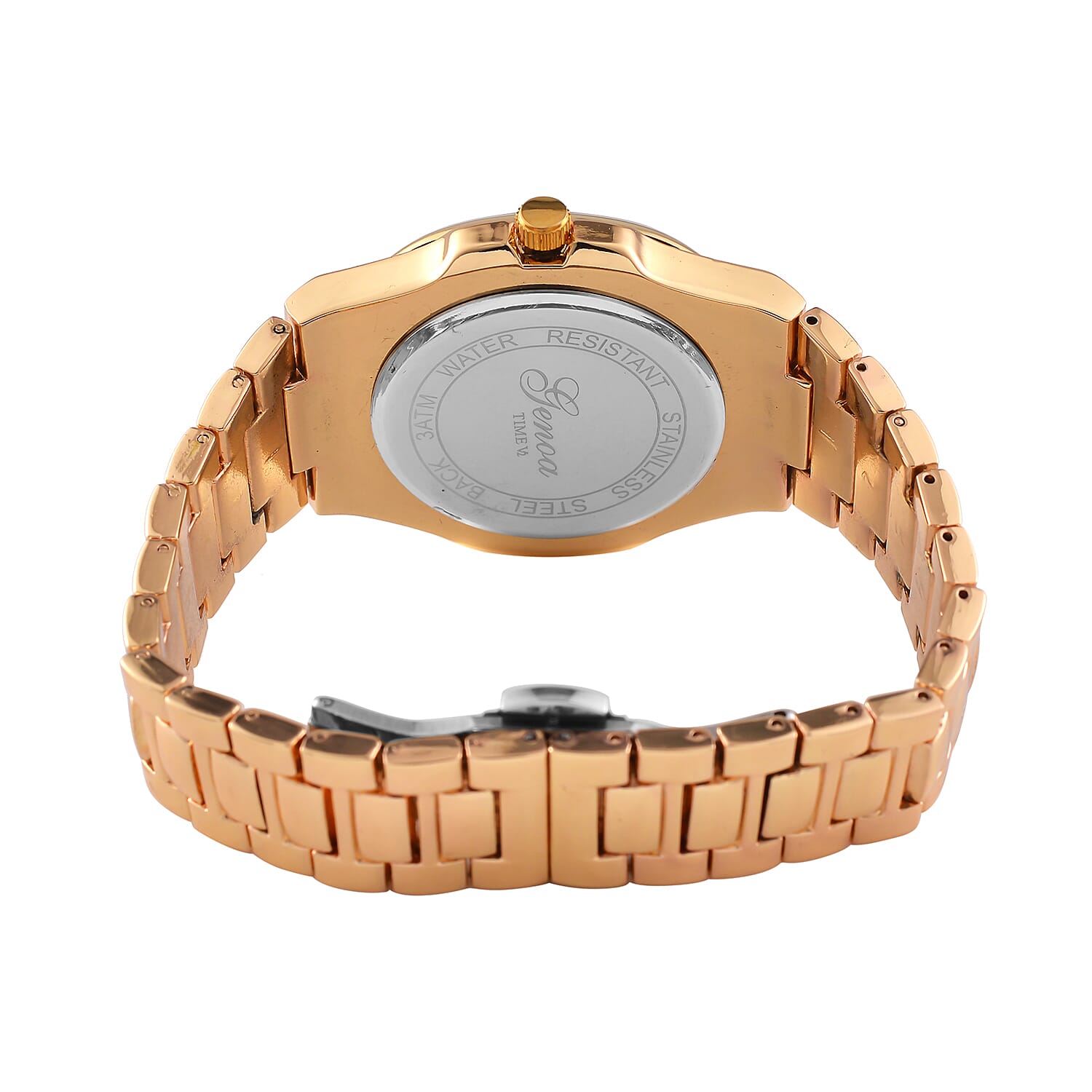 GENOA Desire Limited Edition - Japanese Movt 3ATM Water Resistant Black Dial Watch with Chain Strap in Gold Tone