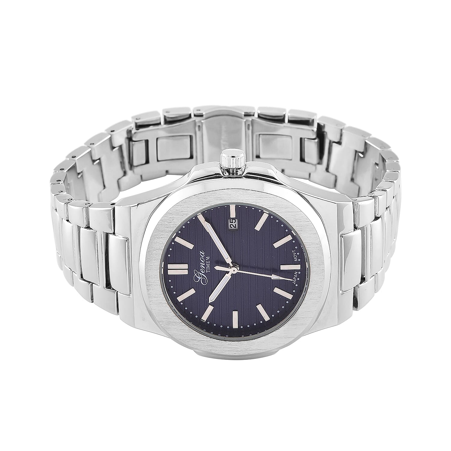GENOA Desire Limited Edition - Japanese Movt 3ATM Water Resistant Blue Dial Watch with Chain Strap in Silver Tone GENOA Desire Limited Edition - Japanese Movt 3ATM Water Resistant Blue Dial Watch with Chain Strap in Silver Tone